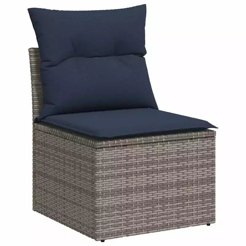 vidaXL Salon de jardin 6 pièces avec coussins, gris, résine tressée