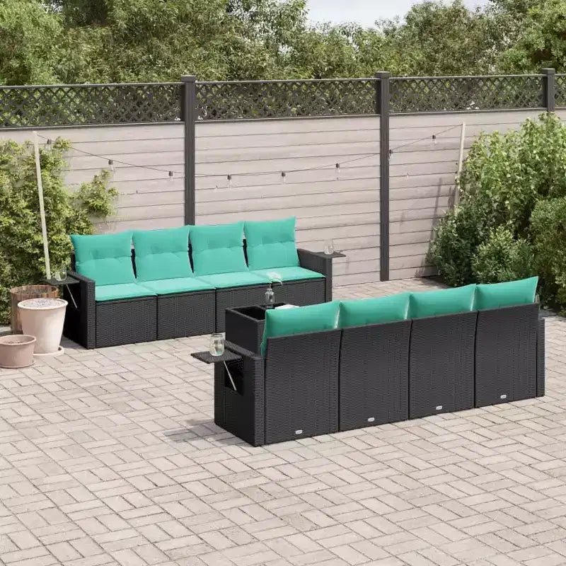 vidaXL Salon de jardin 9 pcs avec coussins résine tressée