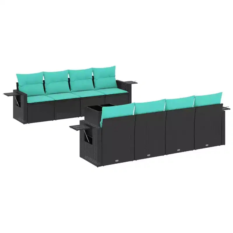 vidaXL 9 Piece Garden Sofa Set with Cushions Poly Rattan