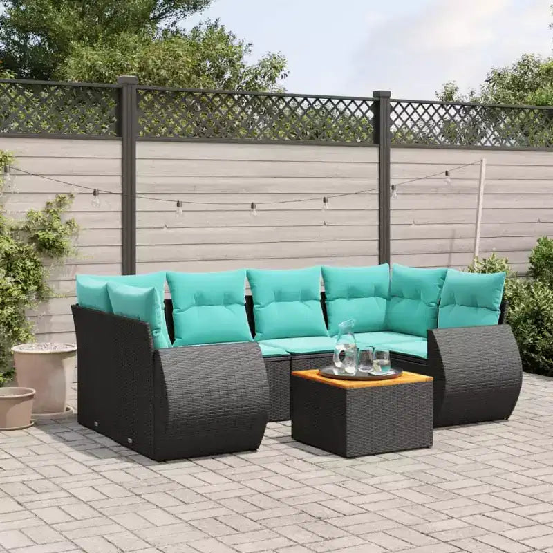 vidaXL Ensemble de canapé de jardin 7 pièces avec coussins résine tressée