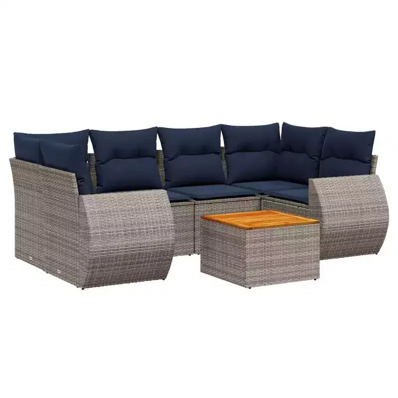 vidaXL Ensemble de canapé de jardin 7 pièces avec coussins résine tressée