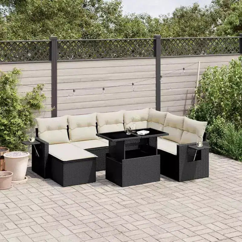 vidaXL Salon de jardin 9 pcs avec coussins résine tressée