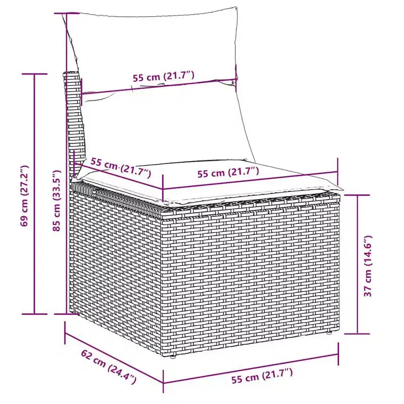 vidaXL Salon de jardin 9 pcs avec coussins résine tressée