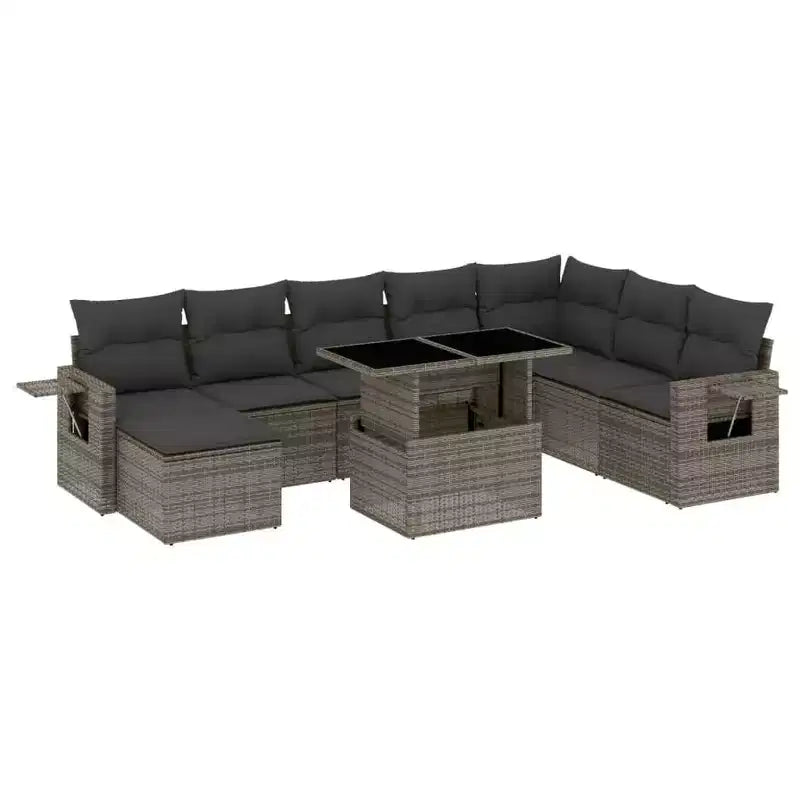 vidaXL 9 Piece Patio Sofa Set with Cushions Poly Rattan