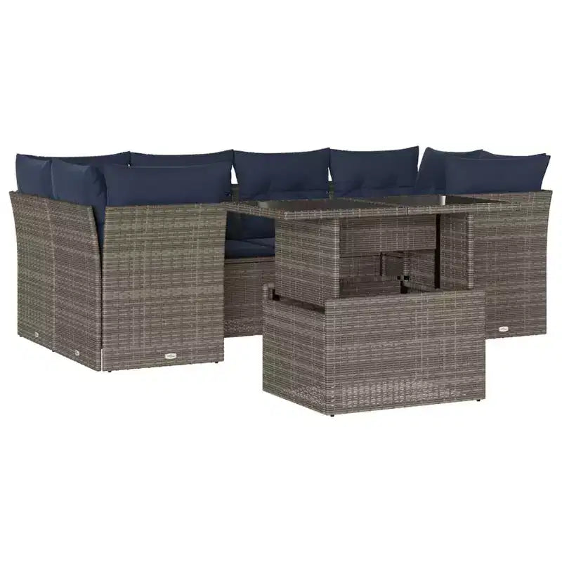 vidaXL Salon de jardin avec coussins, Modulable, Extérieur, 7 pièces, Résine tressée