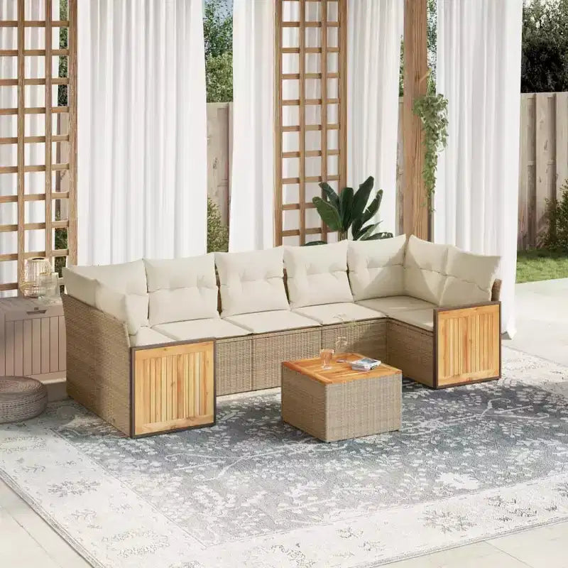vidaXL Salon de jardin 8 pièces avec coussins, modulable en poly rotin, plusieurs coloris