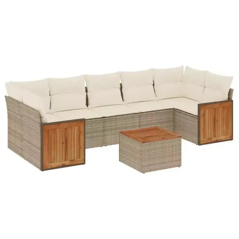 vidaXL Salon de jardin 8 pièces avec coussins, modulable en poly rotin, plusieurs coloris