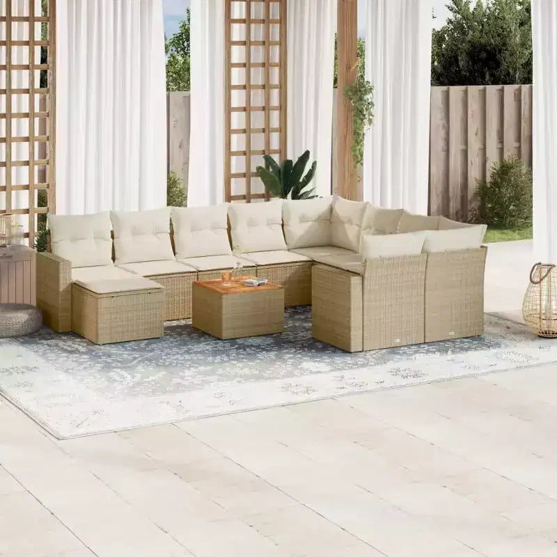 vidaXL Salon de jardin avec coussins 11 pièces en résine tressée