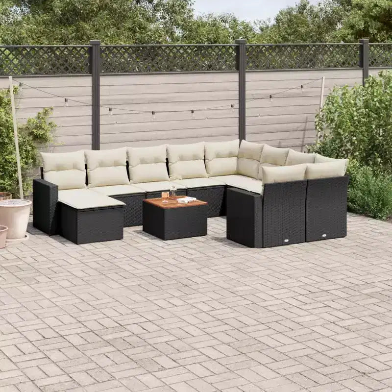 vidaXL Salon de jardin avec coussins 11 pièces en résine tressée