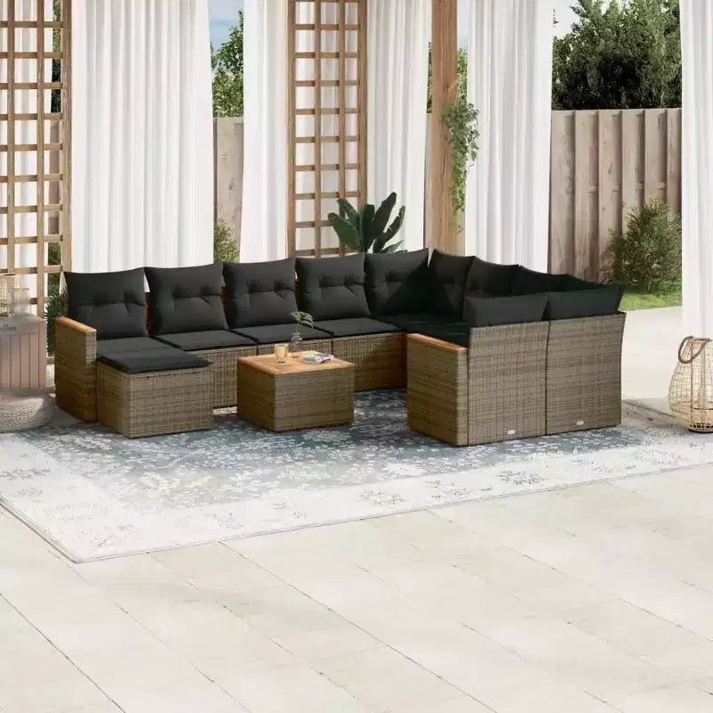 vidaXL Salon de jardin avec coussins 11 pièces en résine tressée