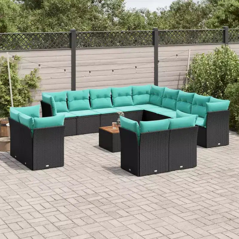 vidaXL Ensemble de canapés de jardin 14 pièces avec coussins en résine tressée