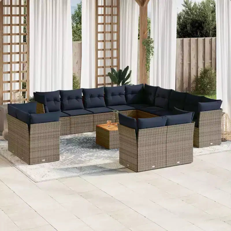 vidaXL Ensemble de canapés de jardin 14 pièces avec coussins en résine tressée