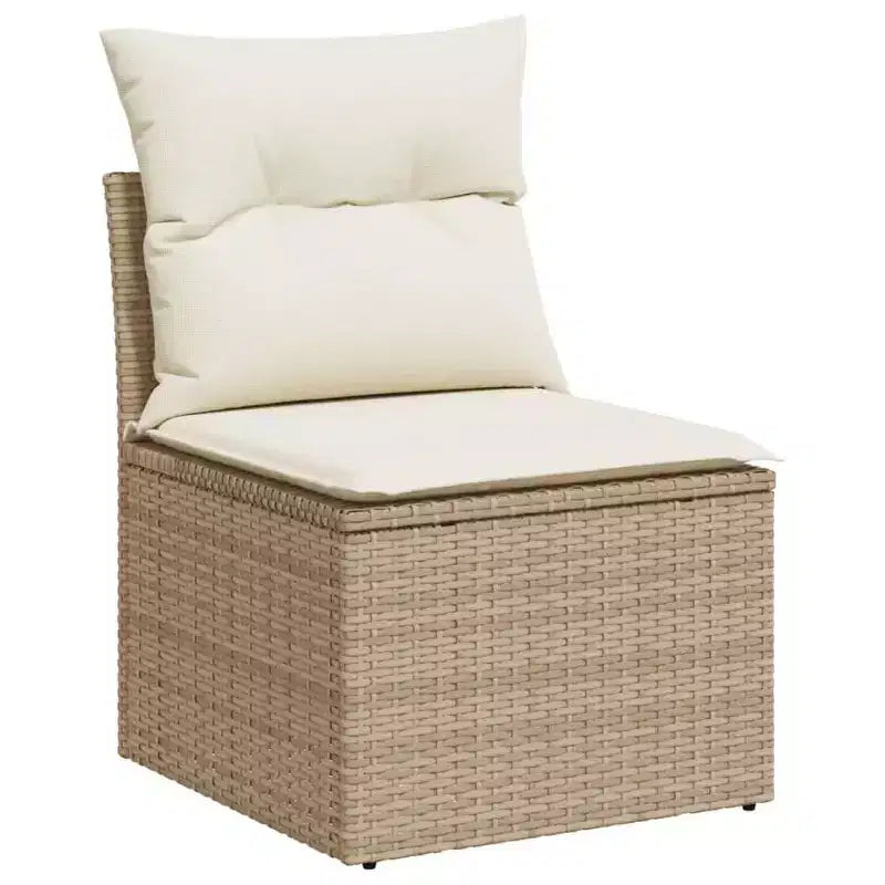 vidaXL Salon de jardin 9 pcs avec coussins résine tressée beige