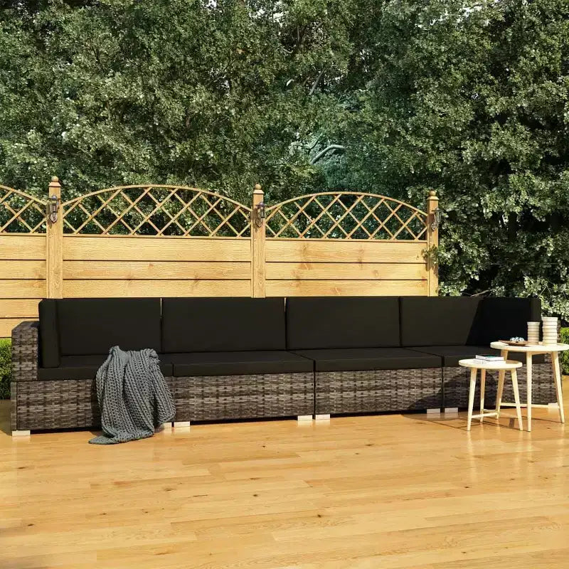 vidaXL Ensemble de canapés de jardin 4 pcs avec coussins résine tressée gris