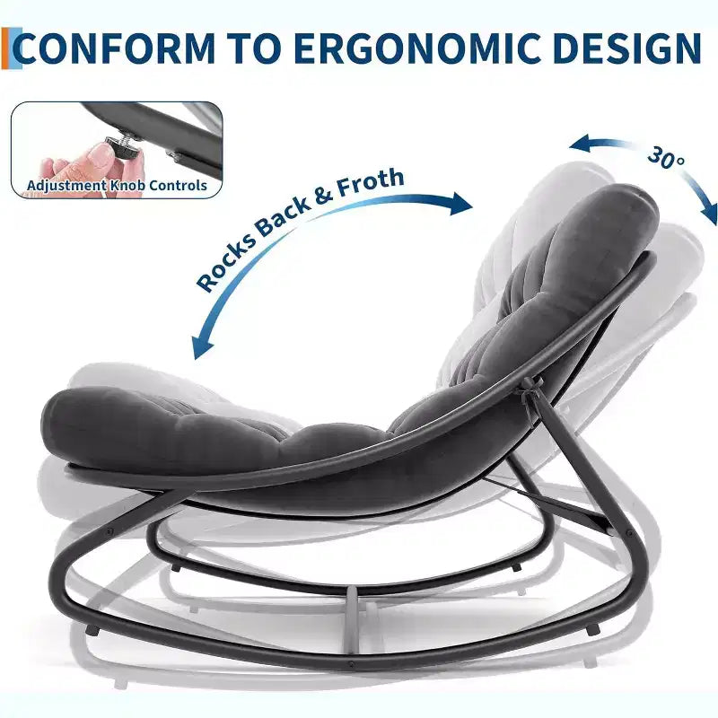 Chaise berçante Papasan surdimensionnée COZONY, coussin épais supportant 450 lb, fauteuil à bascule œuf pour chambre, salon, patio, véranda, jardin