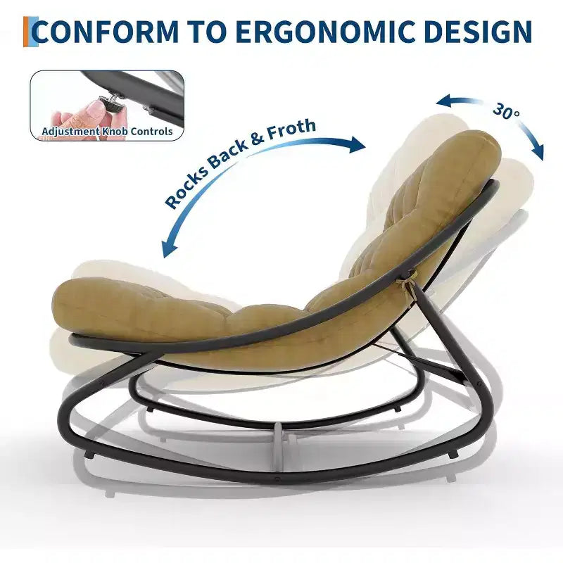 Chaise berçante Papasan surdimensionnée COZONY, coussin épais supportant 450 lb, fauteuil à bascule œuf pour chambre, salon, patio, véranda, jardin