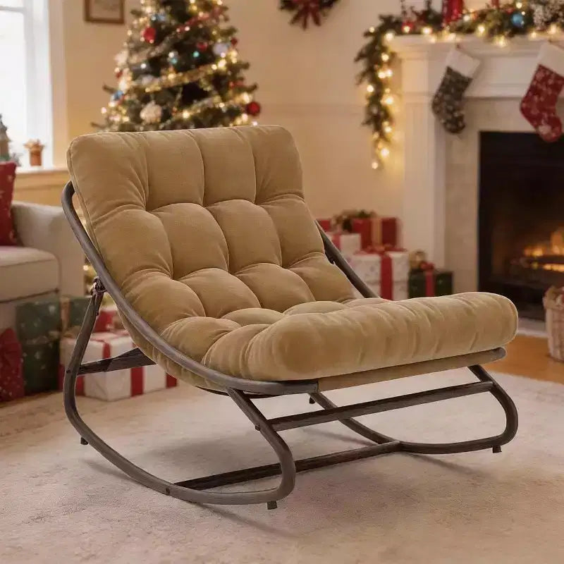 Chaise berçante Papasan surdimensionnée COZONY, coussin épais supportant 450 lb, fauteuil à bascule œuf pour chambre, salon, patio, véranda, jardin