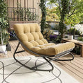 COZONY Oversized Papasan Rocking Chair, Thick Cushion 450 LBS Support Indoor Rocking Egg Chair for Bedroom Living Room Patio Porch Garden