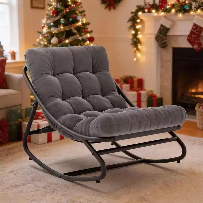 Chaise berçante Papasan surdimensionnée COZONY, coussin épais supportant 450 lb, fauteuil à bascule œuf pour chambre, salon, patio, véranda, jardin