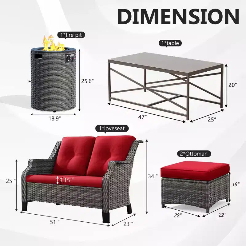 Salon de jardin UPTIOT avec brasero et poufs