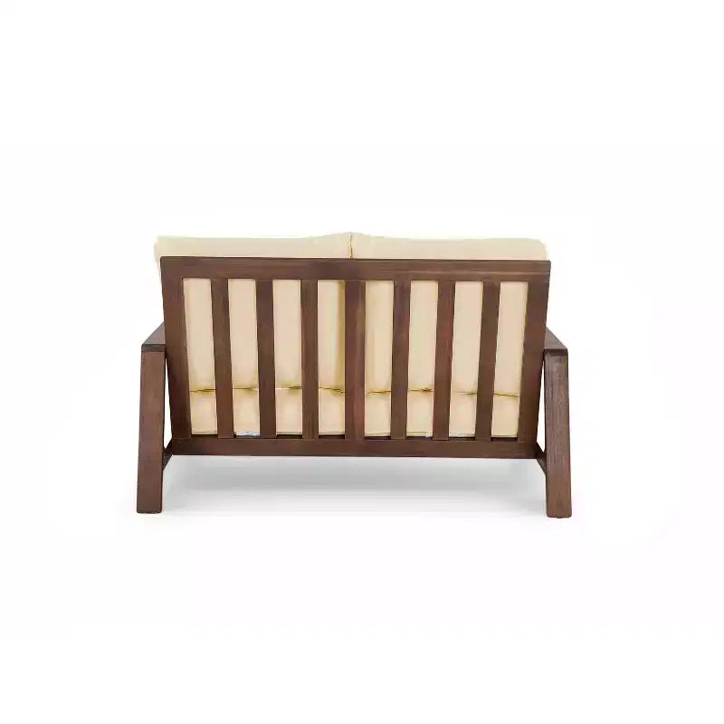Ensemble de canapés de patio Bestier en bois d'acacia pour 4 personnes avec coussins et table basse, mobilier de patio moderne