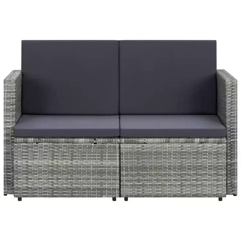 vidaXL Sofa All Weather Outdoor Patio Loveseat Sofa with Cushions Poly Rattan