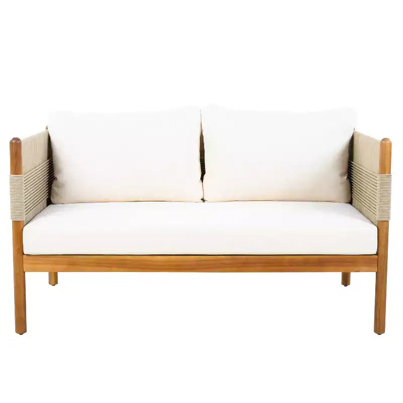 Christopher Knight Home Dahyun, ensemble de 4 sièges d'extérieur modernes en bois d'acacia avec table à lattes