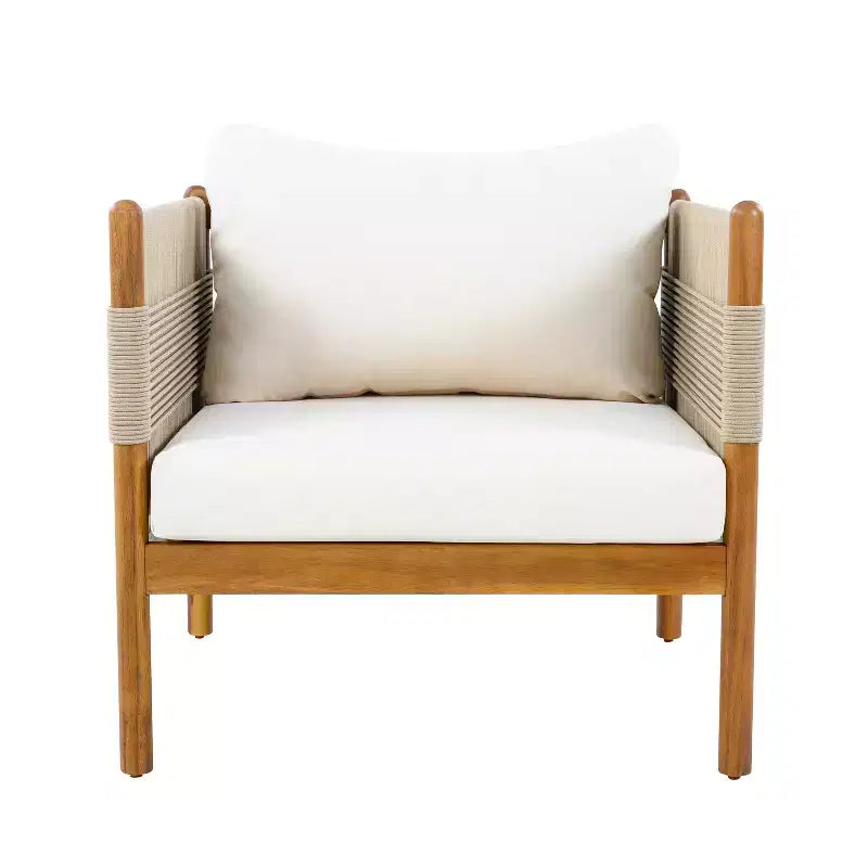 Christopher Knight Home Dahyun, ensemble de 4 sièges d'extérieur modernes en bois d'acacia avec table à lattes