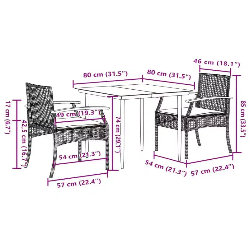 vidaXL Ensemble repas de jardin avec coussins - Design moderne