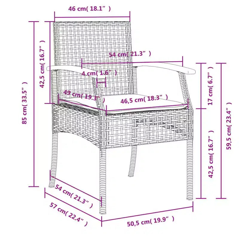 vidaXL Ensemble repas de jardin avec coussins - Design moderne
