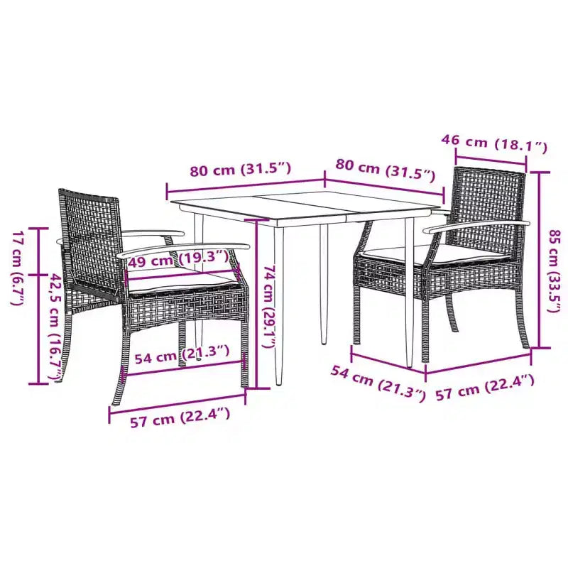 vidaXL Ensemble repas de jardin avec coussins - Design moderne