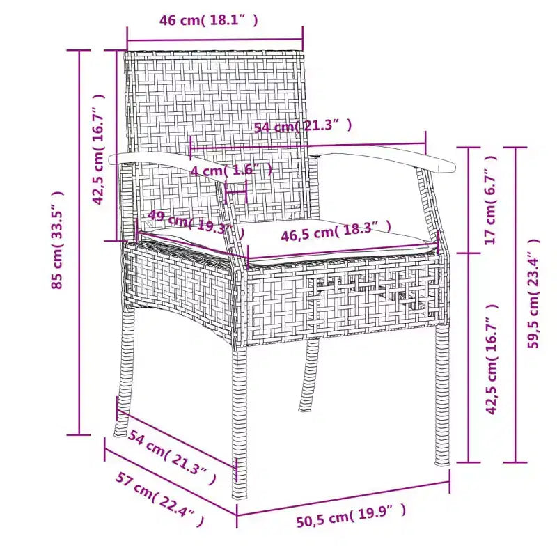 vidaXL Ensemble repas de jardin avec coussins - Design moderne