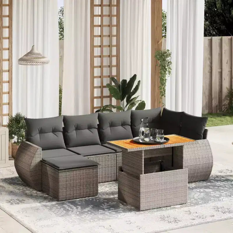 vidaXL Ensemble de canapés de jardin en résine tressée 7 pièces Accoudoirs réglables