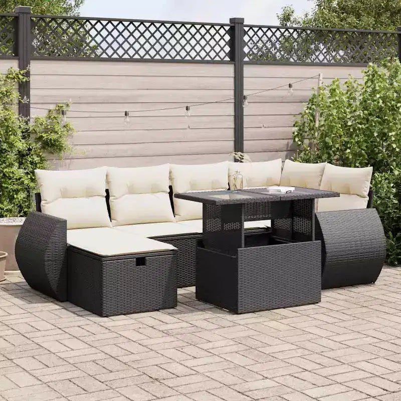 vidaXL Ensemble de canapés de jardin en résine tressée 7 pièces Accoudoirs réglables