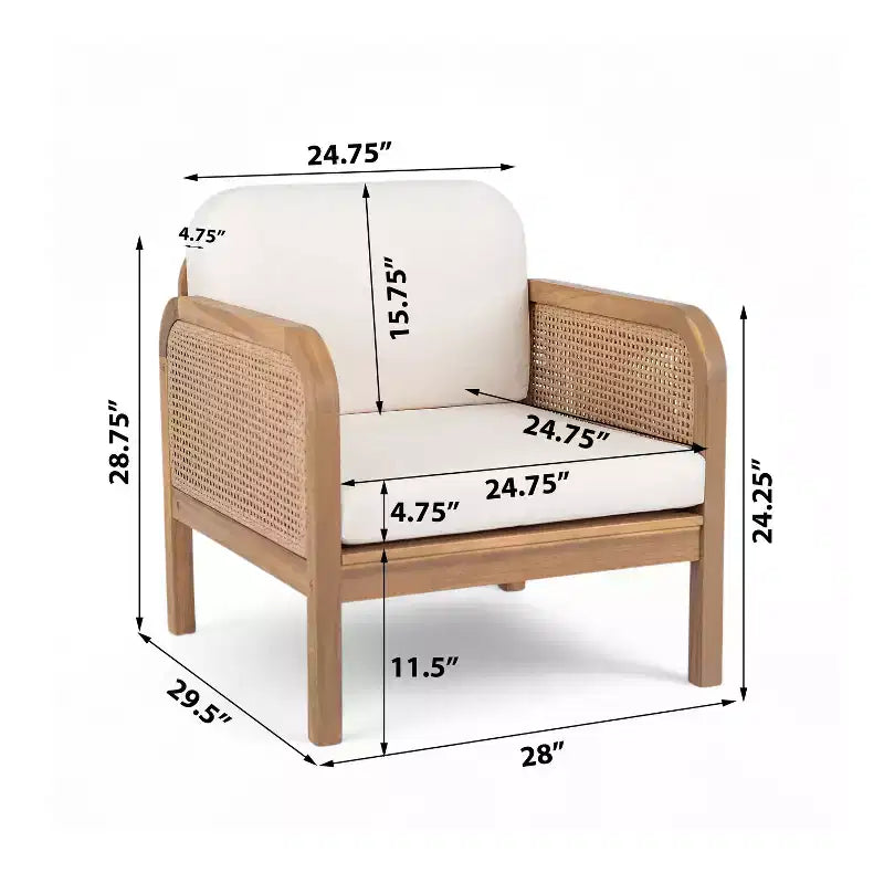 Christopher Knight Home Winona Ensemble de salon de jardin 5 pièces en bois d'acacia et osier avec table basse à lattes de style ferme