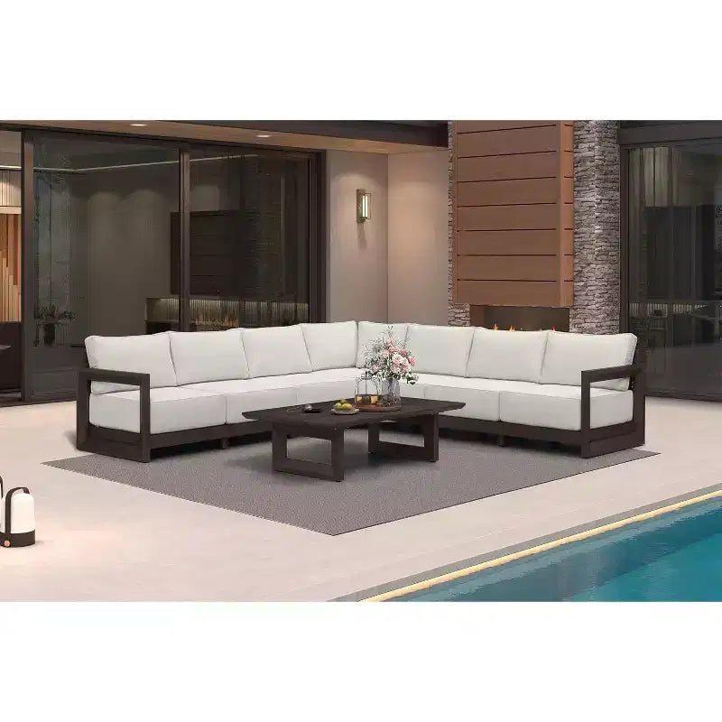 Ensemble de meubles de patio PURPLE LEAF - Canapé d'extérieur en forme de L avec coussins moelleux pour la cour, le porche, la terrasse