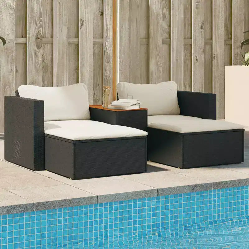 vidaXL Ensemble de canapés de jardin avec coussins 5 pièces en rotin synthétique et acacia
