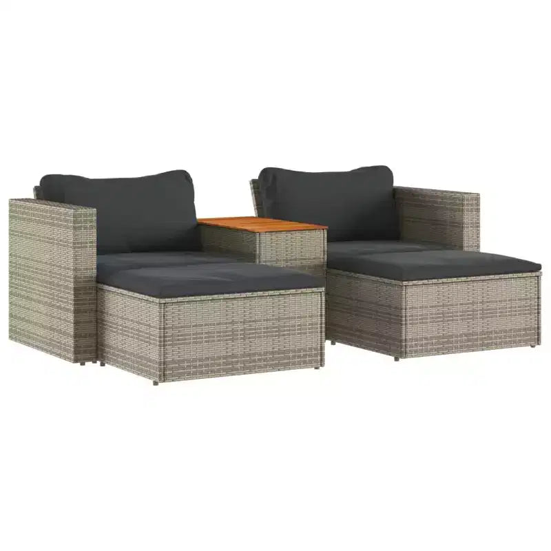 vidaXL Ensemble de canapés de jardin avec coussins 5 pièces en rotin synthétique et acacia
