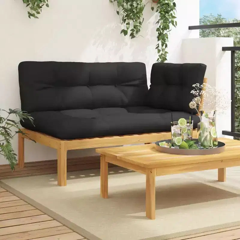 vidaXL Canapé de jardin Bois d'acacia massif Coussins