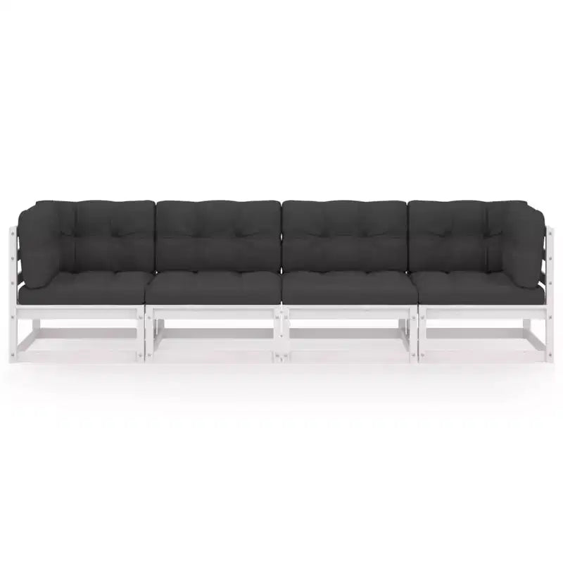 vidaXL Canapé de jardin modulable 4 places en pin massif et tissu