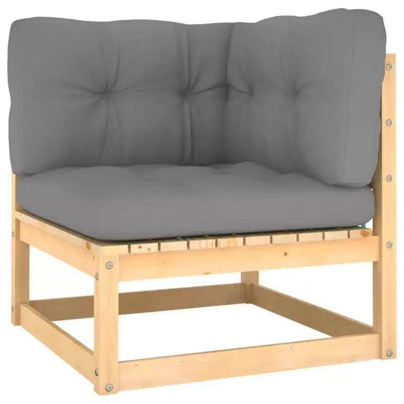 vidaXL Canapé de jardin modulable 4 places en pin massif et tissu