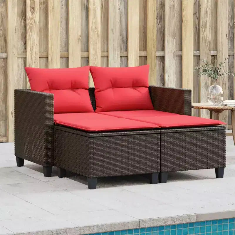 vidaXL Canapé de jardin 2 places avec repose-pieds en polyrotin