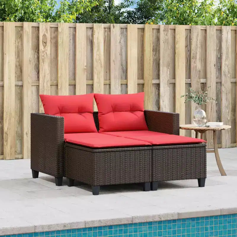 vidaXL Canapé de jardin 2 places avec repose-pieds en polyrotin
