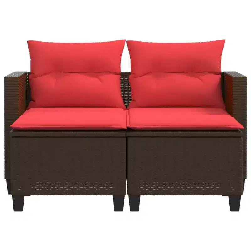 vidaXL Canapé de jardin 2 places avec repose-pieds en polyrotin