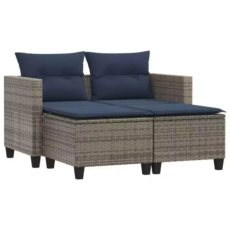 vidaXL Canapé de jardin 2 places avec repose-pieds en polyrotin