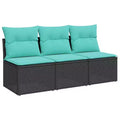 vidaXL Garden Sofa PE Rattan, Powder-Coated Steel, Polyester Compact