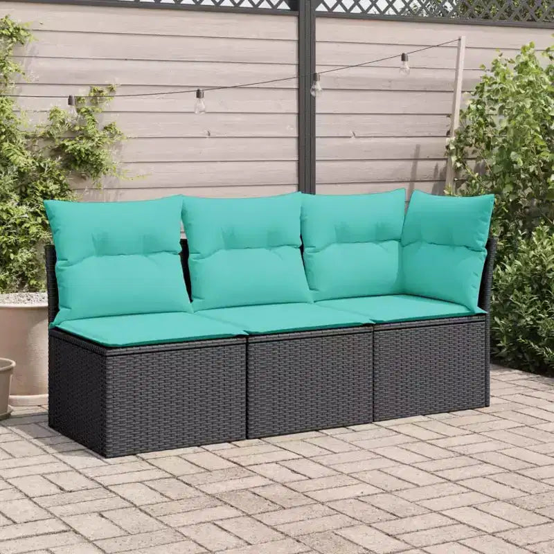 vidaXL Canapé de jardin en résine tressée, acier revêtu par poudre, polyester compact