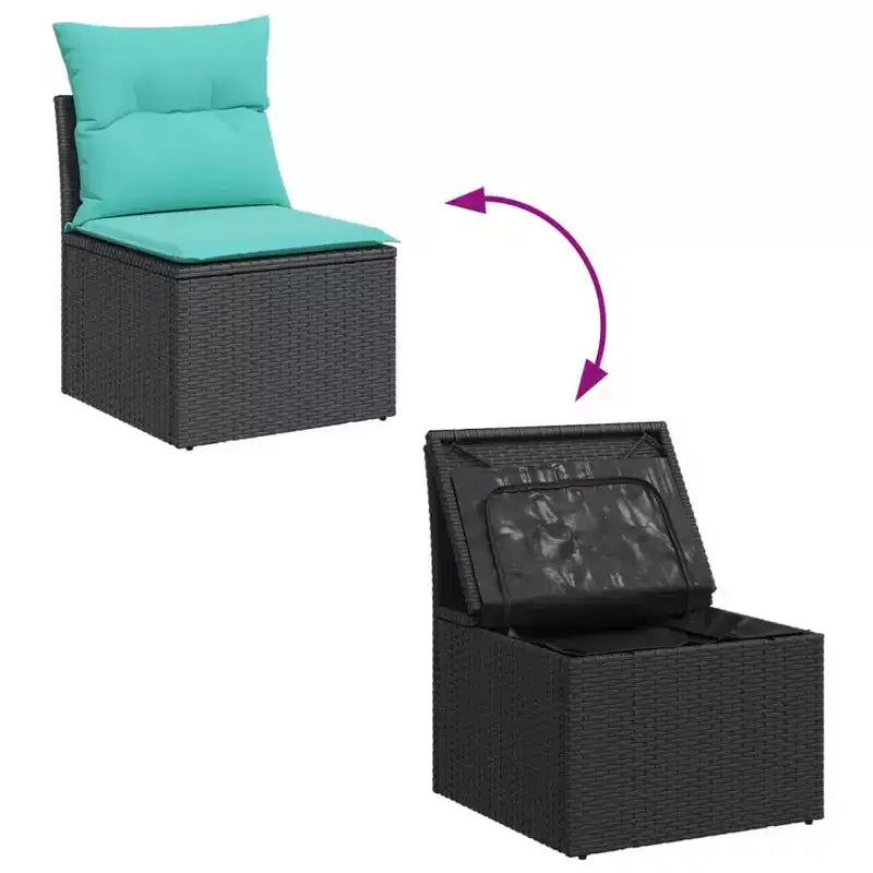 vidaXL Canapé de jardin en résine tressée, acier revêtu par poudre, polyester compact