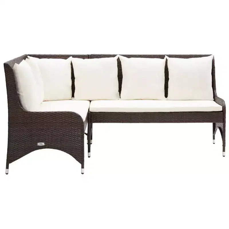 vidaXL Corner Sofa Outdoor Sectional Sofa Set with Cushions 2 Piece PE Rattan