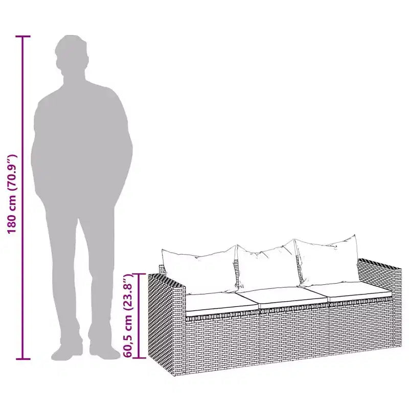 vidaXL Canapé de jardin moderne à 3 places en résine tressée